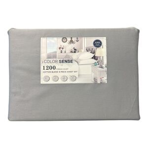 Color Sense 1200 Thread Count Cotton Blend 6 Piece Sheet Set - Soft Silver